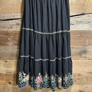 Johnny Was Embroidered Tiered Maxi Skirt